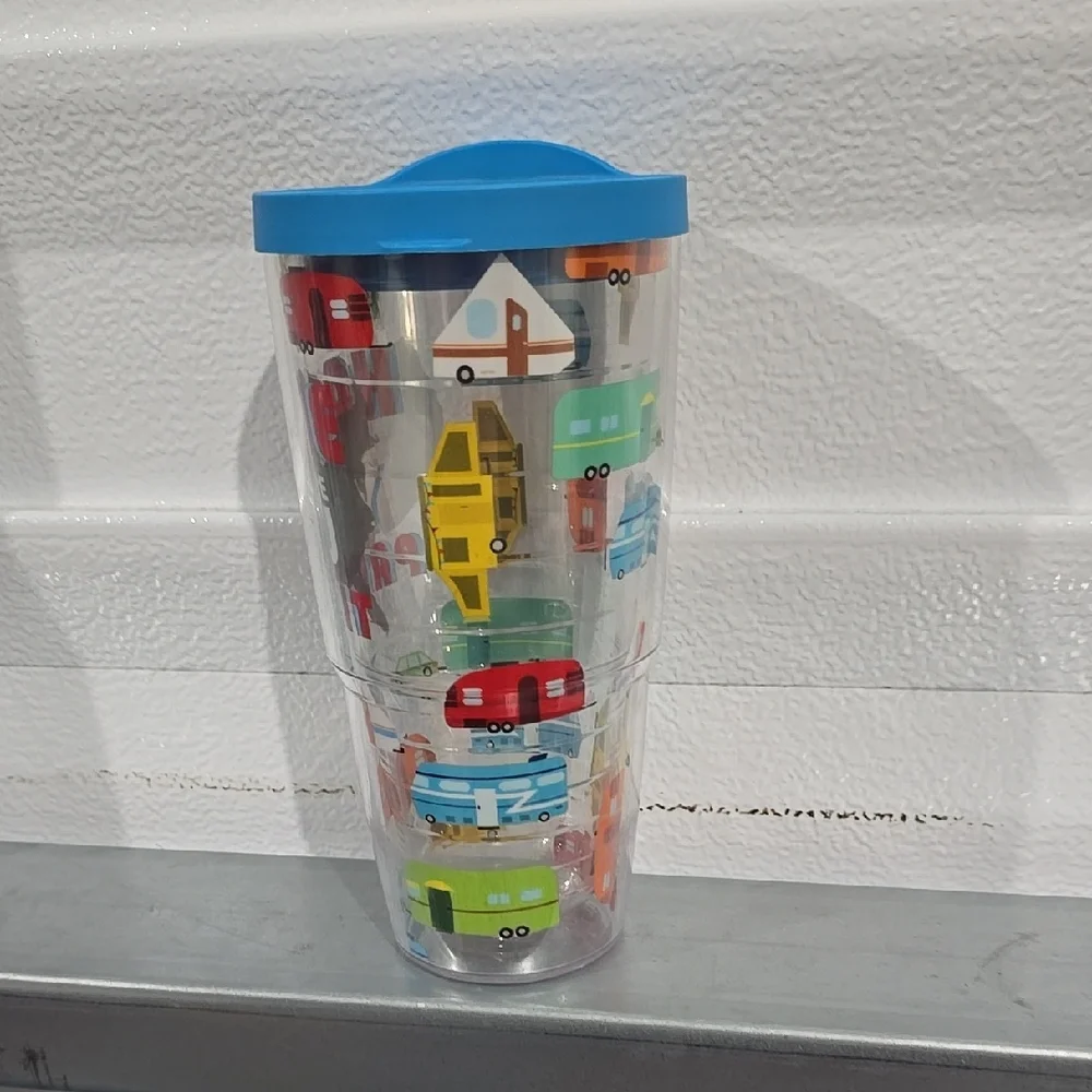 Colorful Travel Tumbler with‎ Blue Lid